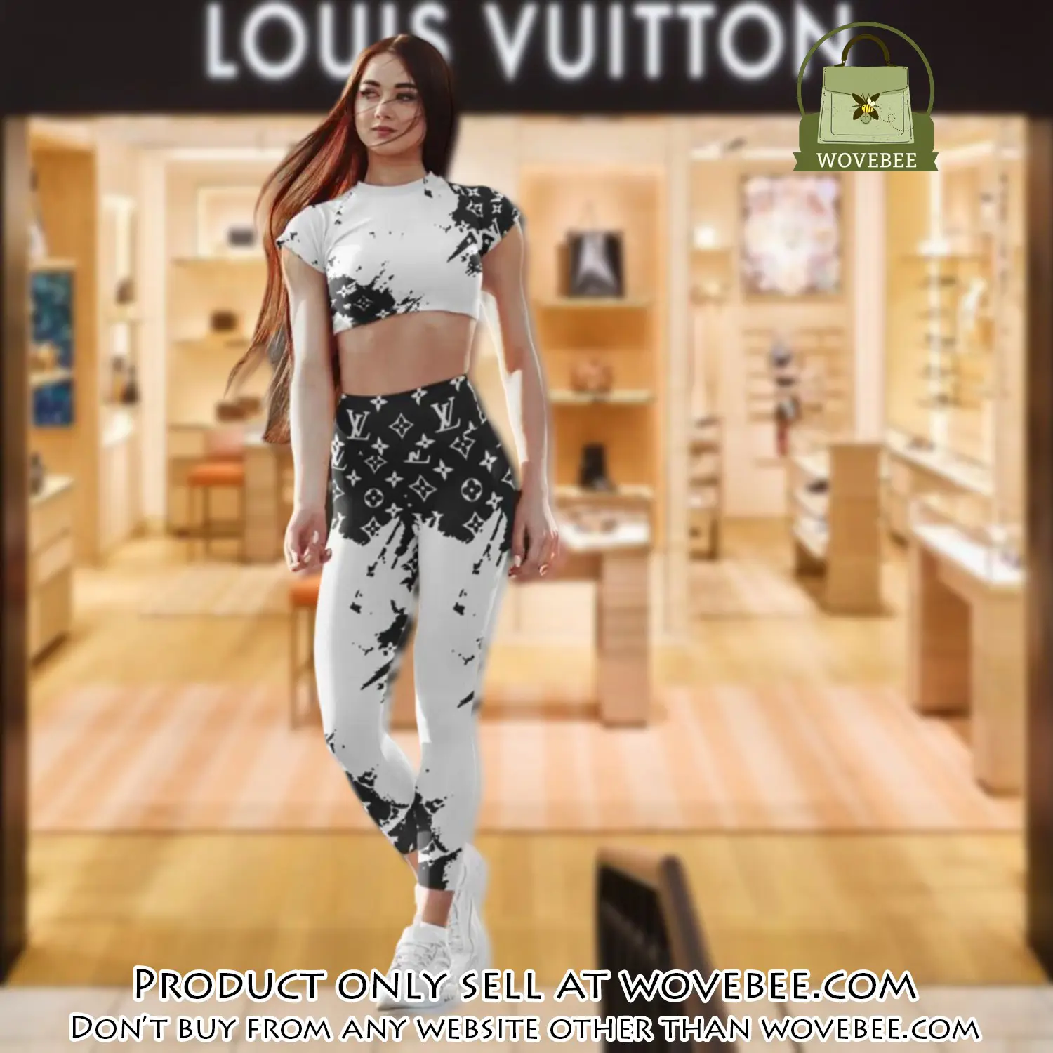 Triple white louis vuitton luxury sportwear combo luxury brand crop top tshirt and legging for women ctl1036 wvb0815958